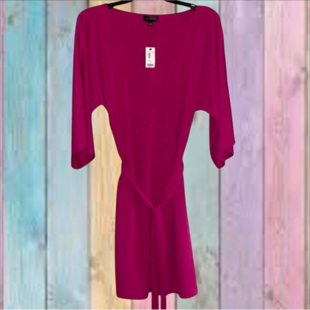 The Limited Berry Fuchsia Pink Open Sleeve Tie Waist Lined Dress NWT